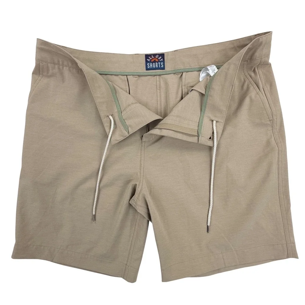 Faherty All Day Shorts Men 40 Khaki Tan Performance Stretch Quick Dry Chino